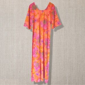 Vintage Two Potato Trippy Neon Flowy Maxi Dress